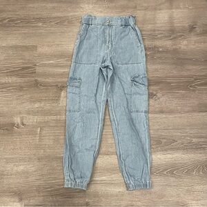 TGLA Womens Light Wash Stretch Waist Cargo Style Jeans Size Medium